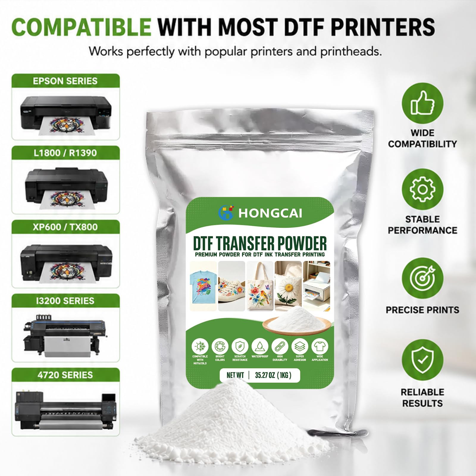 DTF Powder White – 1000g / 35. - Commercial Fabric Printing 评论和价格