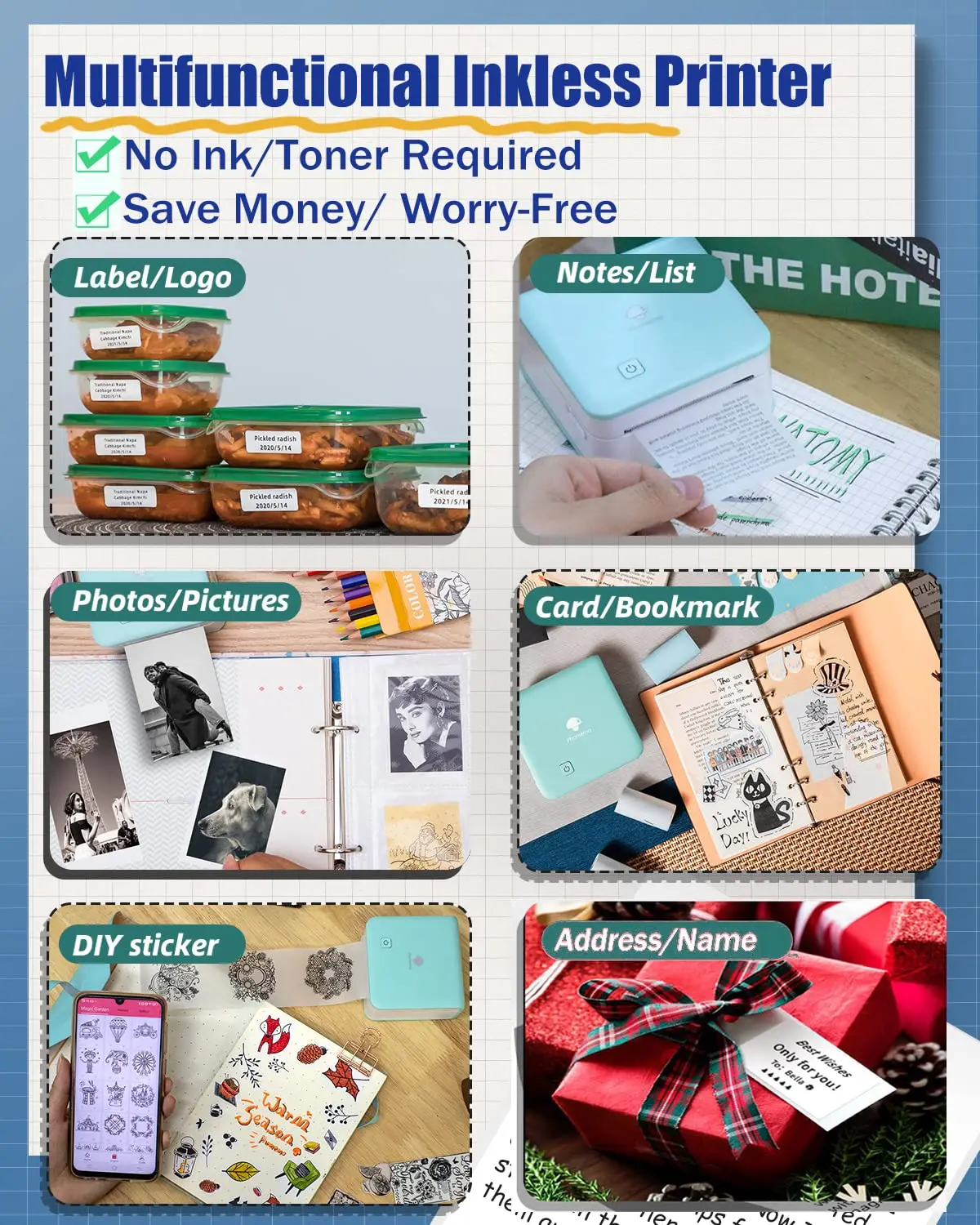 Phomemo M02Pro Mini Portable P - Commercial Photo Printer 评论和价格