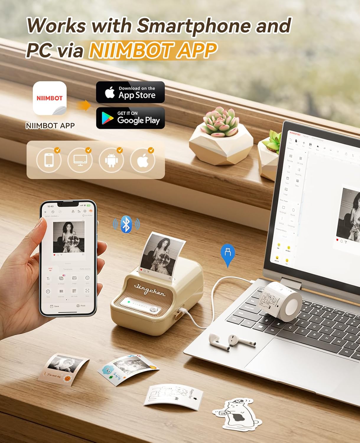 300DPI Wireless Niimbot B21Pro - Commercial Photo Printer 评论和价格
